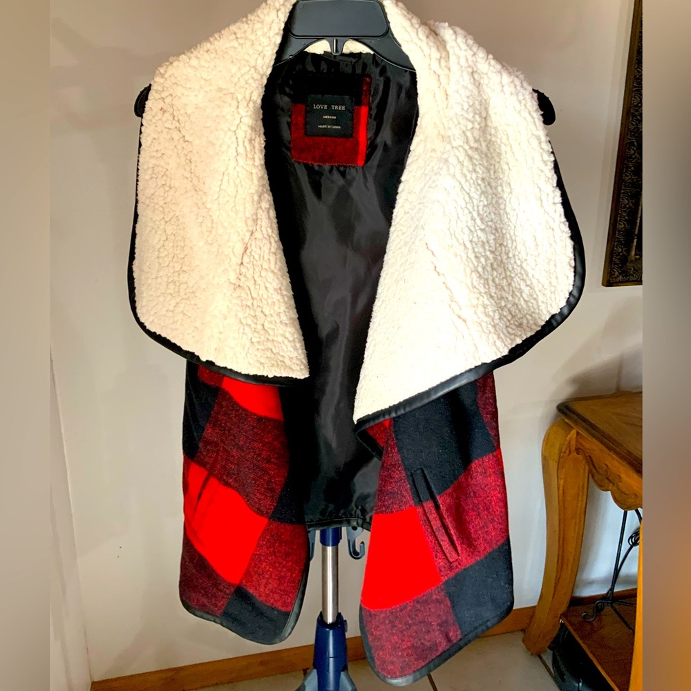 Red & Black Plaid vest